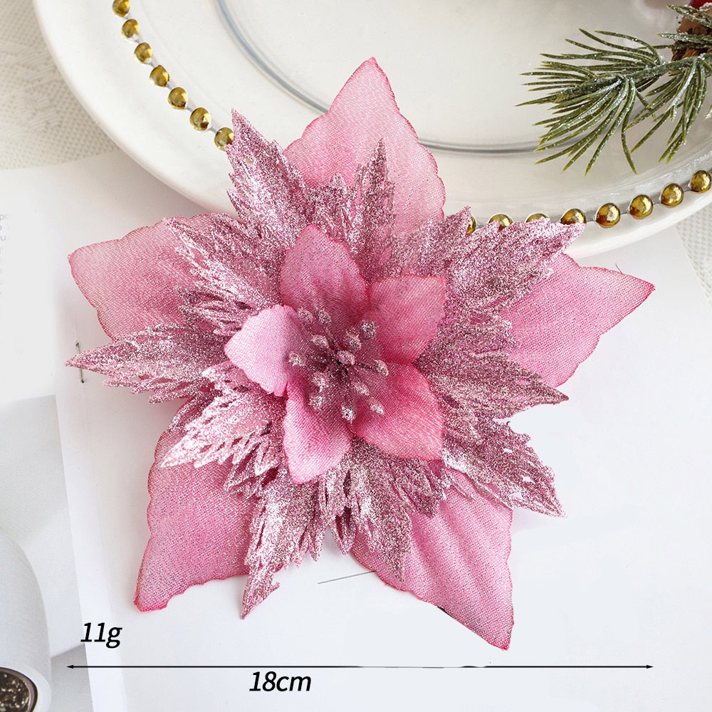 Christmas Flower Hanging Ornaments Artificial Flowers Sparkling Flowers