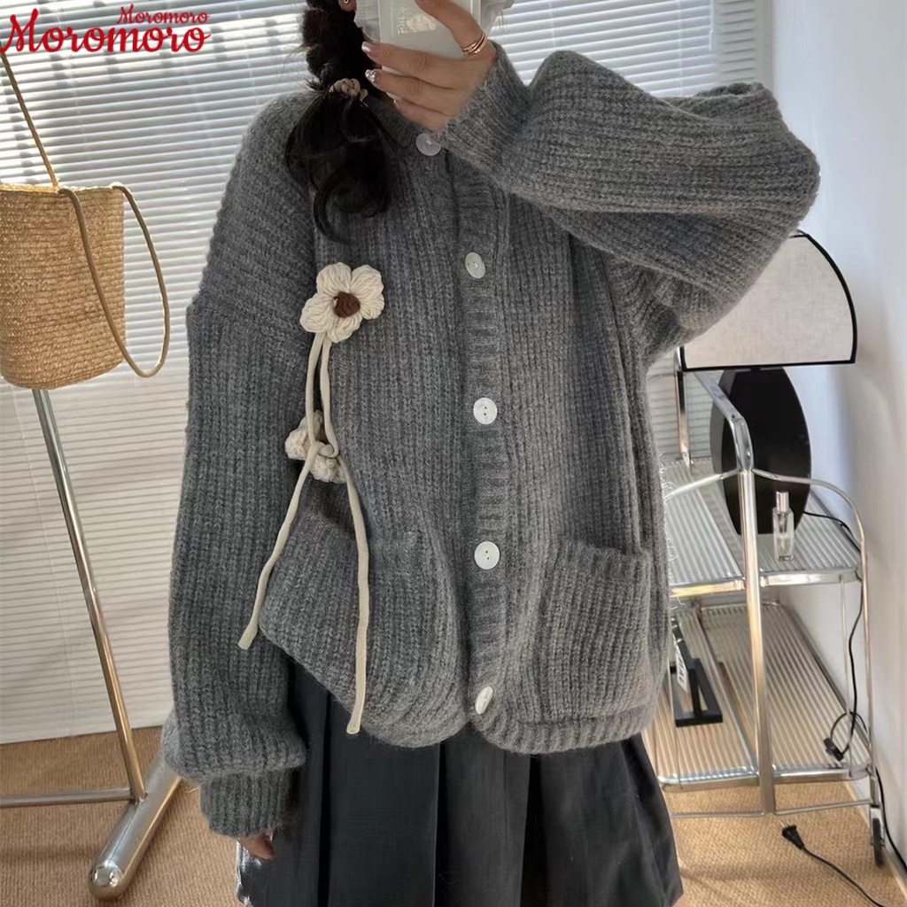 Moromoro Áo Len áo khoác cardigan Dễ thương Phong cách Hàn Phong Trendy WMY23A0CJK 42Z231017