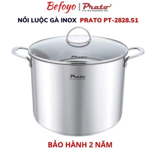 Nồi luộc gà inox cao cấp đáy từ prato pt-2828.s1 size 28cm dung tích 13,6l nồi luộc gà vung kính đáy từ 28cm - befoyo