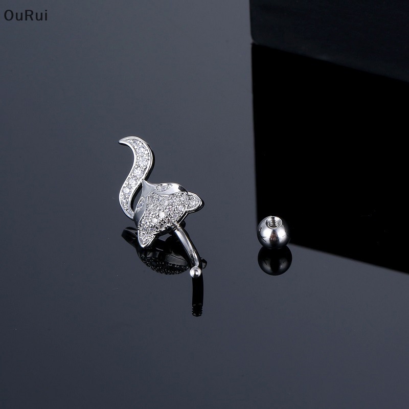 Khuyên Rốn Khảm Đá zircon Toàn Diện Hình Cáo Quyến Rũ Thời Trang Cho Nam Và Nữ