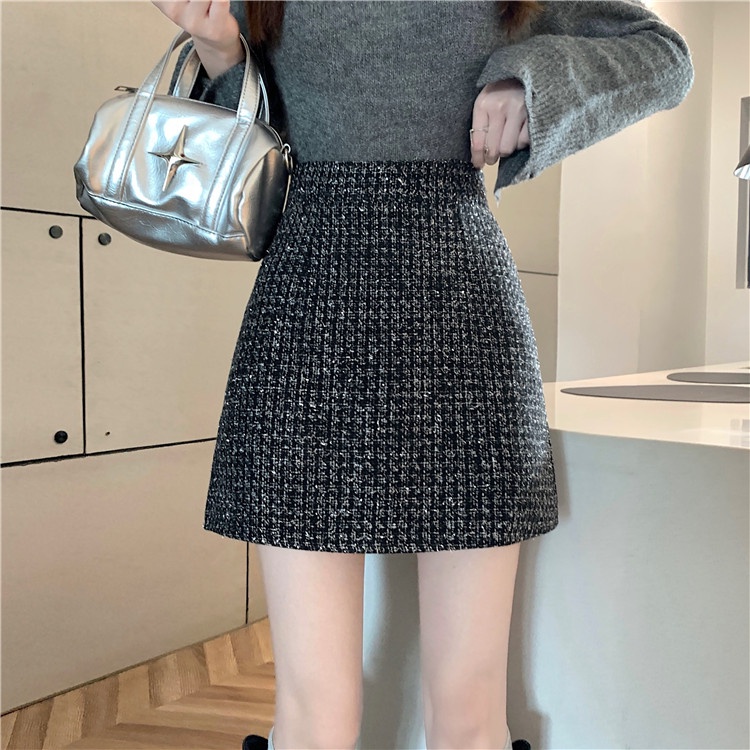 Liasynnn Chân Váy Ngắn Dáng Chữ a Nhỏ Ôm Hông Cao Cấp Thời Trang Mùa Thu Đông Có Giới Hạn ~ Chân Váy Ngắn Vải tweed