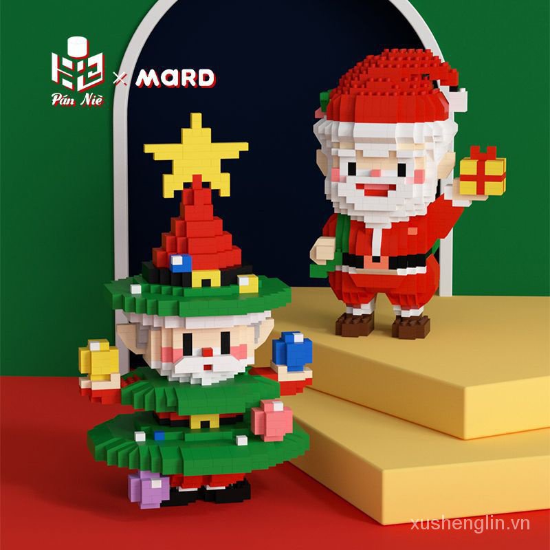 Miniature Small Particles Compatible with Lego Building Blocks Santa Claus Christmas Tree Ornaments Children's Toys Girls' Christmas Gifts