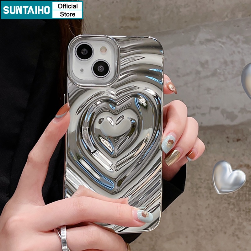 Suntaiho Ốp Điện Thoại Silicon tpu Mềm Chống Sốc Hình Trái Tim 3d Cho iphone 15 14 12 13 11 ip 15 pro max