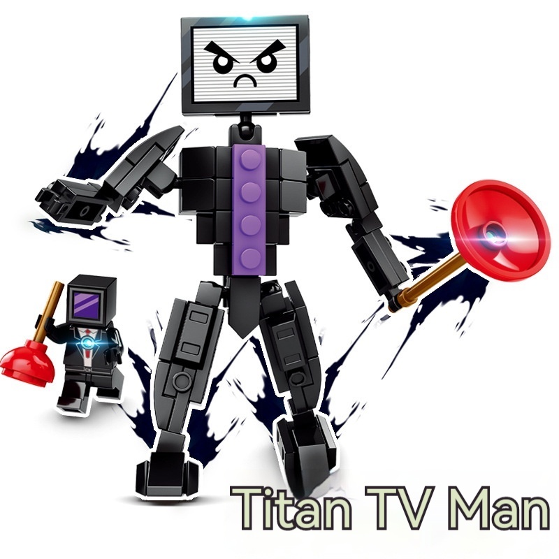 Bộ 4 Khối Đồ Chơi Lắp Ráp toilet Theo Dõi Âm Thanh titan tv Giáo Dục Cho Bé