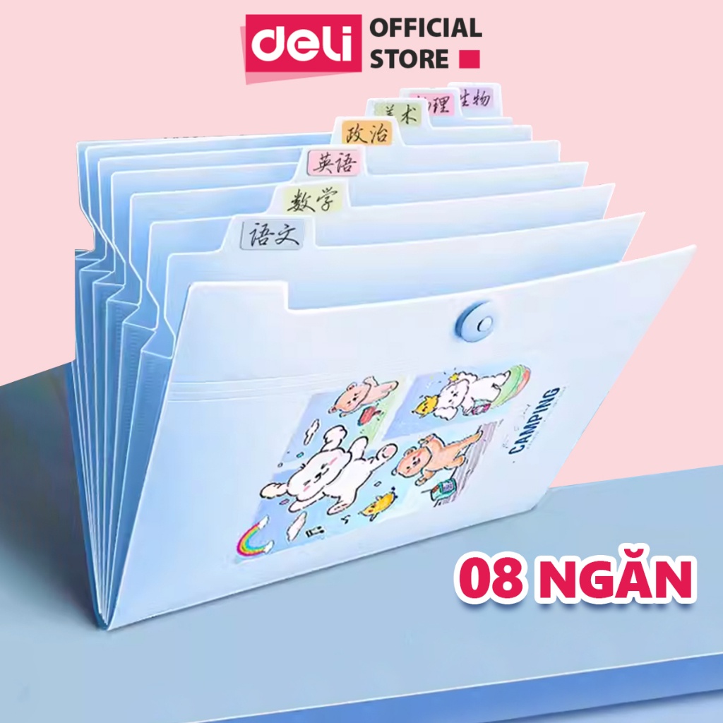 Cặp Túi Đựng Tài Liệu A4 Deli File Đựng Tài Liệu Hồ Sơ 8 Ngăn Túi Hồ Sơ Văn Phòng File Lưu Trữ Đa Năng Trong Suốt Pastel