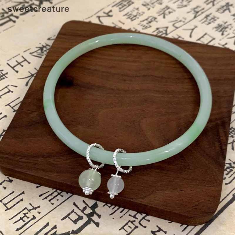 Vòng Đeo Tay Dạng Mở Hai Mặt Màu Xanh Lá Cây Đơn Giản Thời Trang vintage Có Thể Điều Chỉnh Làm Quà Tặng Trang Sức