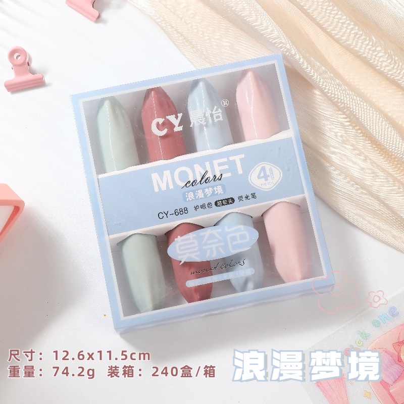 Set 4 Bút Đánh Dấu Đầu Mềm Màu Macaron Dành Cho Học Sinh