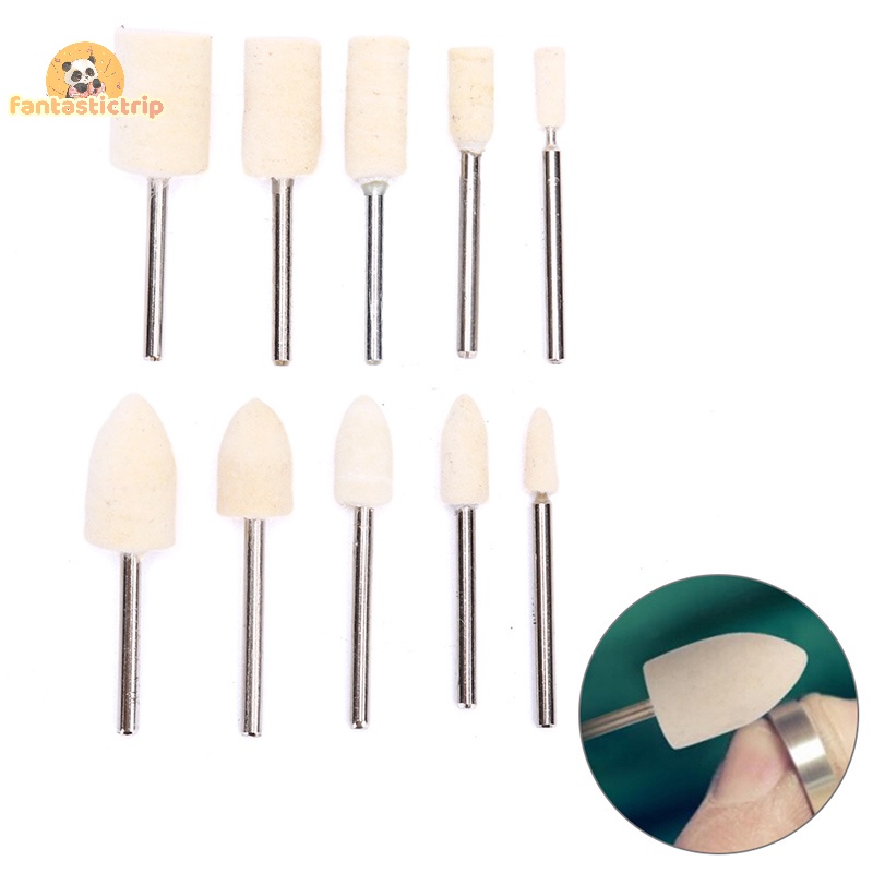 Set 10 Đầu Mài Đánh Bóng Bằng Len Nỉ Cho Máy Khoan Tiện Dụng Mới
