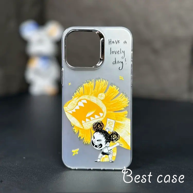 Ốp Điện Thoại Họa Tiết Sư Tử Vàng Cho iphone 11 12 13 14 15 pro max