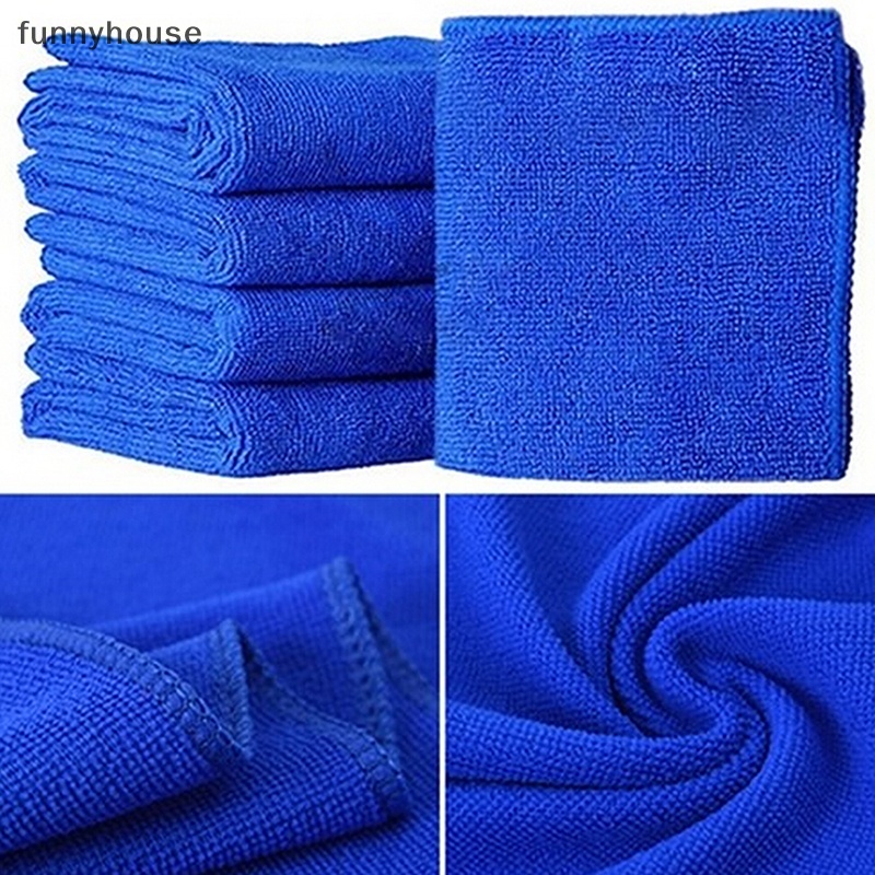 5 Khăn Lau Xe Hơi Vải microfiber Màu Xanh Dương