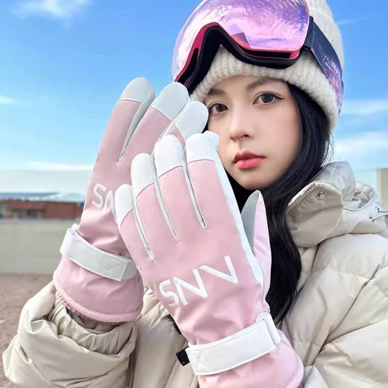 Găng Tay Trượt Tuyết Dày Dặn Ấm Áp Không Thấm Nước Chống Trượt Có Màn Hình Cảm Ứng