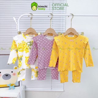Bộ Dài Tay Cánh Tiên Bé Gái KIMCHIBABY Vải Cotton Dư Xịn Hoạ Tiết Dễ Thương, Đồ Bộ Cho Bé Mặc Thu Đông KCTD305