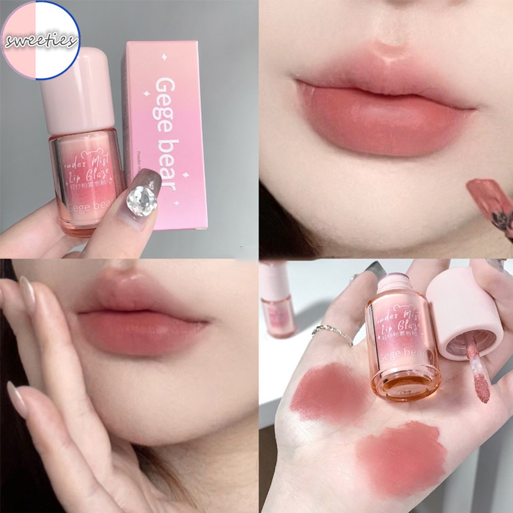 Son Kem Màu Nhung Lì Sương Lâu Trôi Không Lem Không Dính Cốc Chống Nước Hình Gấu Ge bear Cho Nữ
