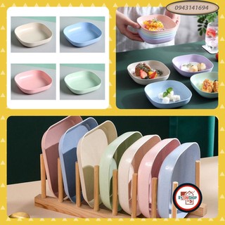 Set 8 Đĩa Lúa Mạch Vuông (4 Đĩa Sâu, 4 Đĩa Nông)