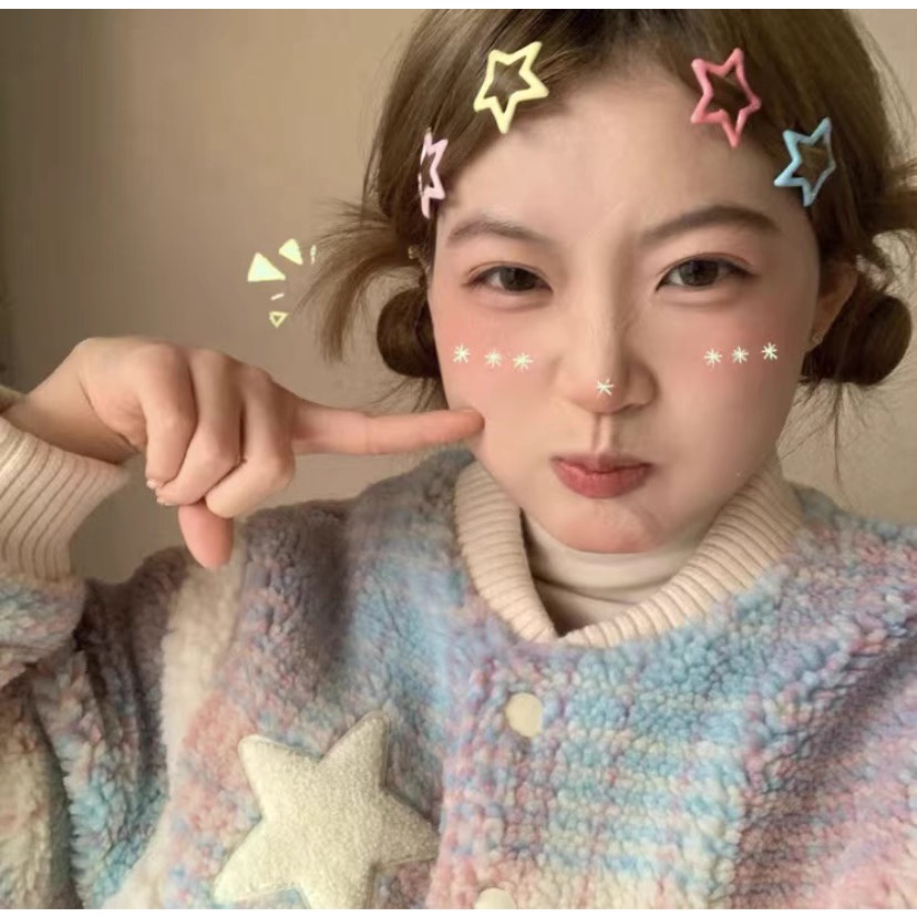 1/6Pcs Y2K Dopamine Star BB Clips Forehead Bangs Hairpin Hair Side Headwear Hair Accessories for Sweet Girls