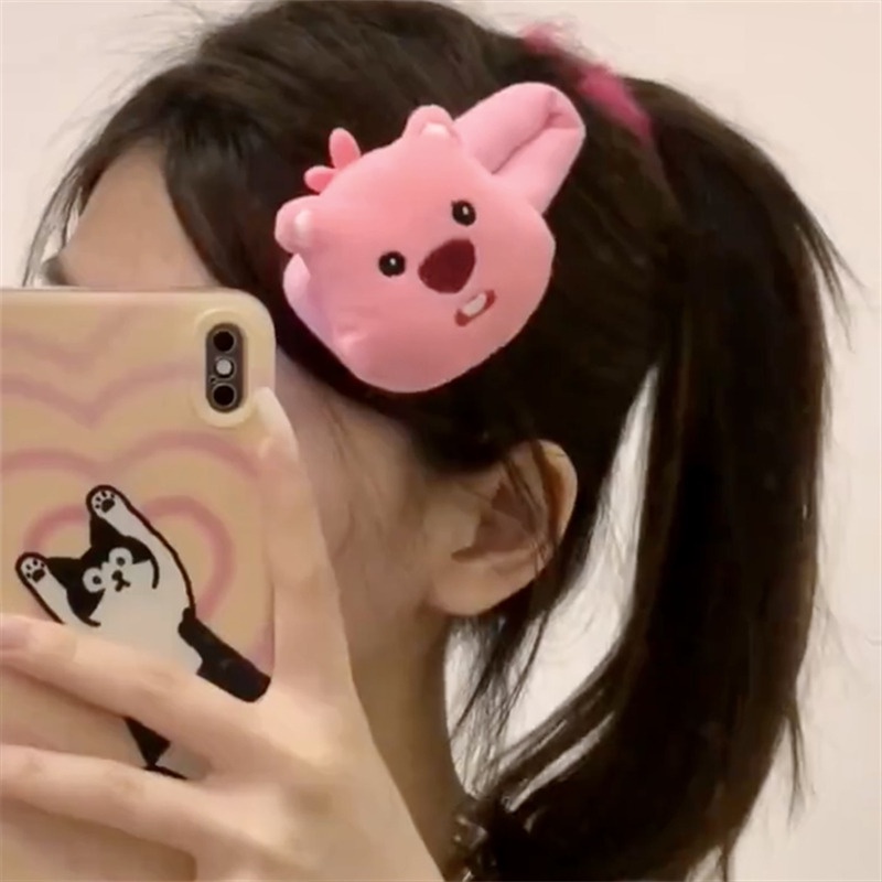 Kawaii Dây Buộc Tóc bb Hình Búp Bê Nhồi Bông Màu Hồng Dễ Thương Làm Quà Tặng Cho Bé Gái