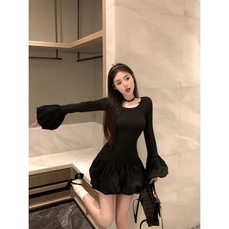 Đầm Tay Loe Ôm Dáng Thời Trang Thu Đông Dành Cho Nữ