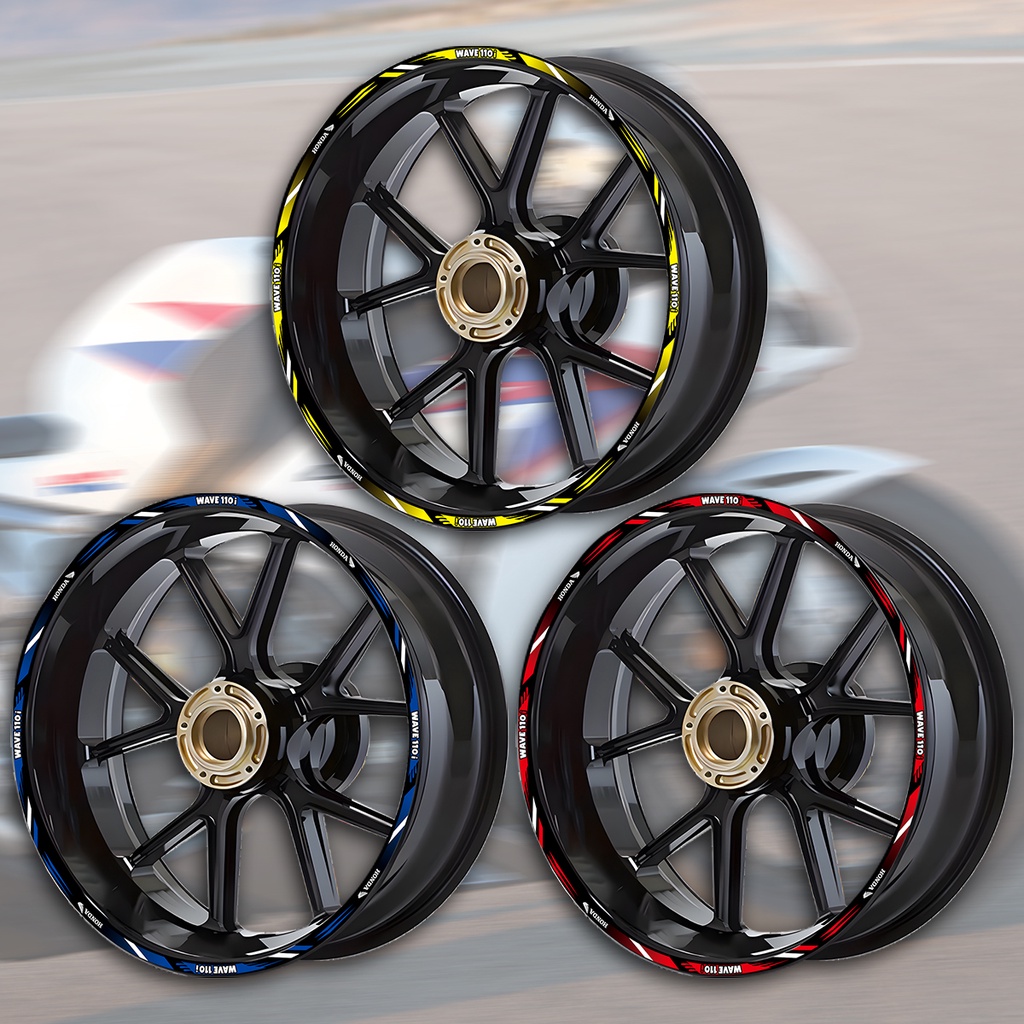 Set 16 Miếng Dán Viền Bánh Xe 17 inches Phản Quang Chống Nước Trang Trí Cho Xe Mô Tô honda wave110