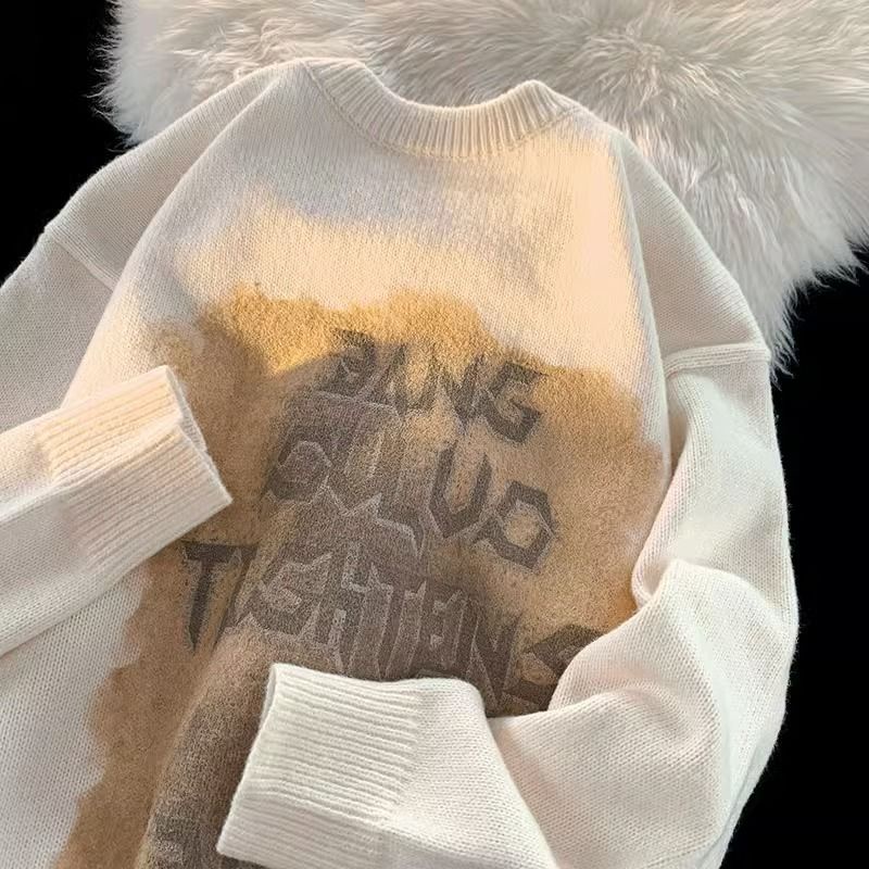 Áo sweater Cổ Tròn Dáng Rộng In Họa Tiết graffiti Kiểu Hồng Kông Thời Trang Thu Đông Cho Nam Và Nữ