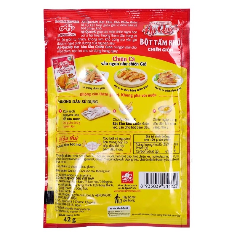 Bột Tẩm Khô Chiên Giòn Aji Quick 42g/Gói