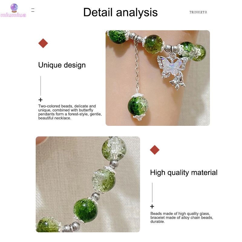 Miu🔮Vòng Tay Chuỗi Hạt Đá opal Nhân Tạo Hình Bướm Thời Trang Cho Chữ Best Friend