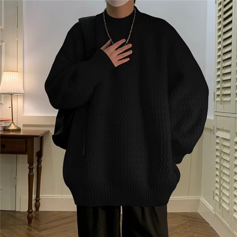 Áo sweater Dệt Kim Cổ Tròn Dáng Rộng Màu Sắc Đơn Giản Thời Trang Thu Đông 2023 Cho Nam Giới