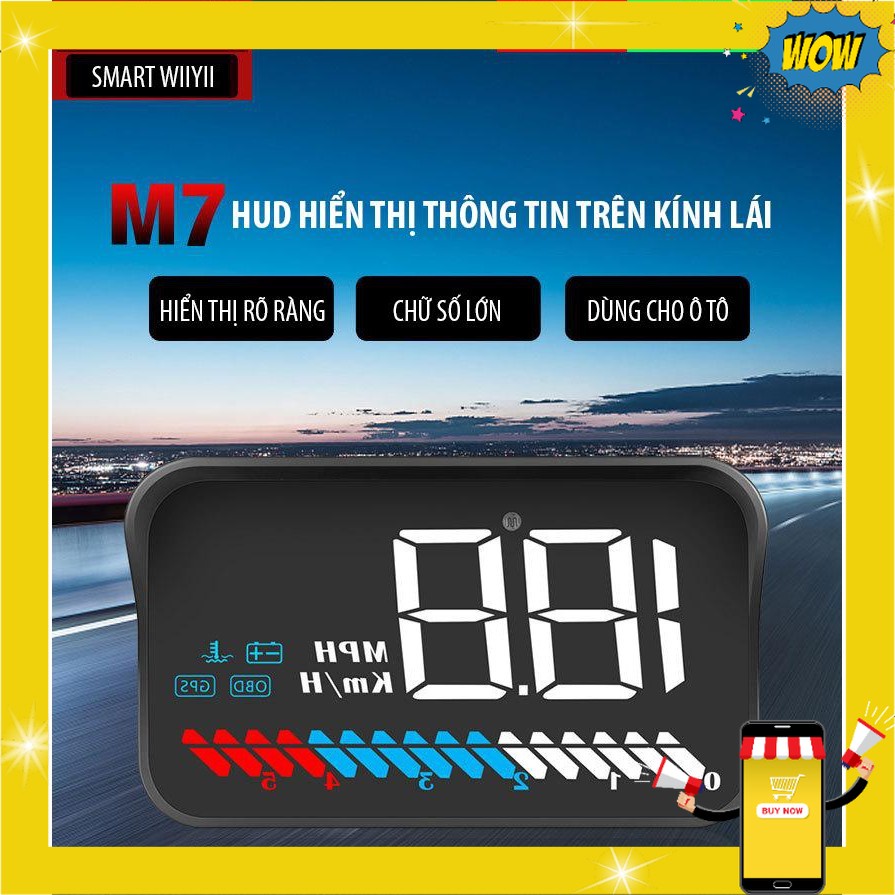 [HCM] - HUD M7 Bộ Hiển Thị Và Cảnh Báo Tốc Độ Lên Kính Lái Xe Hơi - King Market's