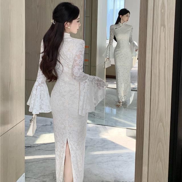Mới Sườn Xám Cách Tân Phối Ren Sang Trọng Phong Cách Trung Hoa
