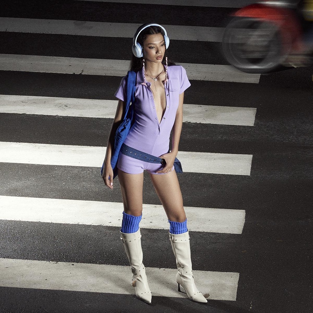 Bestie Buttons Front Playsuit - Jumpsuit thun tay ngắn nút gài trước ngực