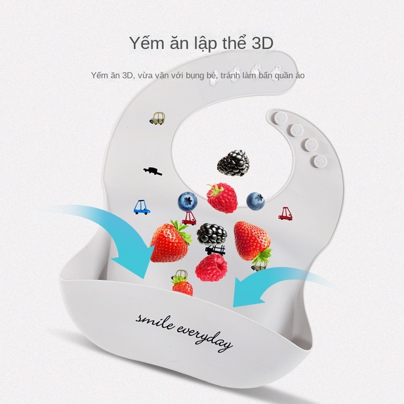 Silicone Yếm Ăn Silicon Hình Mèo Siêu Nhẹ Cho Bé