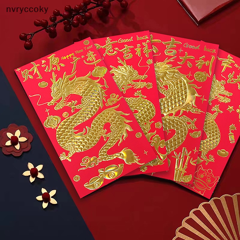 Set 6 Bao Lì Xì Hình Rồng Năm Mới 2024 Phong Cách Trung Hoa