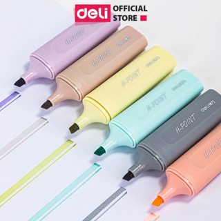 Set 6 bút highlight đánh dấu nhớ dòng dạ quang Deli màu pastel phù hợp cho học sinh văn phòng tiện dụng nhanh khô
