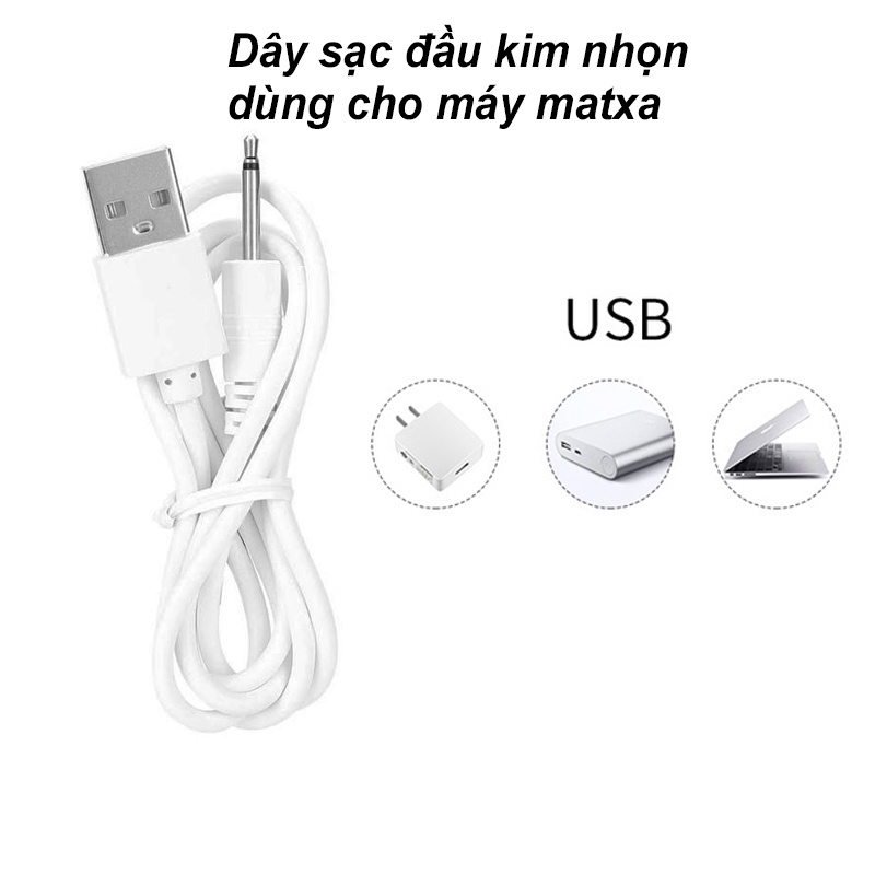 Dây sạc máy massage USB sang 2.5 Aux, dành cho các loại máy massage mặt mắt body toàn thân đầu kim