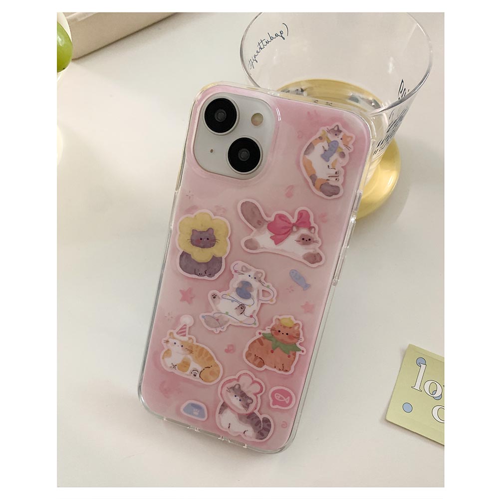 Vỏ Bao Da Điện Thoại Cứng Hình Mèo Cho iphone 12 12pro 12promax 13 13pro 13promax 14 14pro 14promax 15 15pro 15promax Ốp