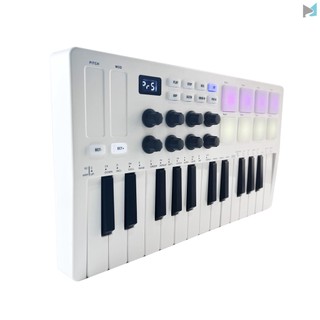 Professional M-VAVE 25-Key MIDI Control Keyboard - Mini USB Controller with RGB Backlit Pads and Knobs - Perfect for Studio Recording and Live Gigs