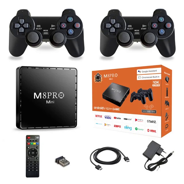 Máy Chơi game mini m8pro 10k 64g 10000 Trò Chơi Cổ Điển android 12 smart tv box iptv wi-fi 2.4g h313
