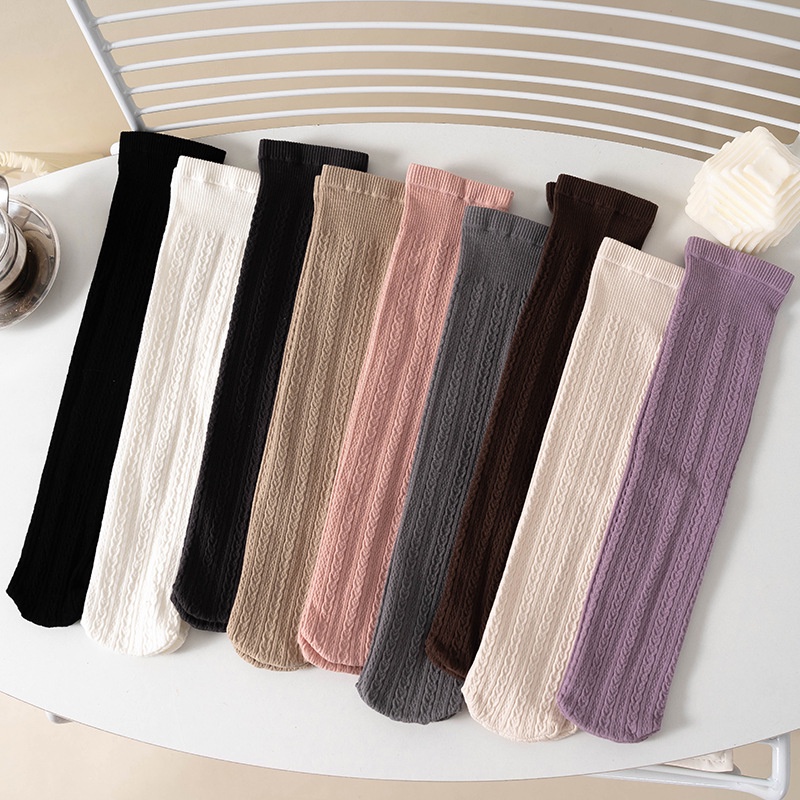 Đôi Vớ Cao Màu Trơn Bằng cotton Cho Bé Gái