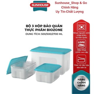 Bộ 3 hộp đựng thực phẩm biozone sunhouse 3 món 2700ml 500ml kb- st3p01_hàng chính hãng