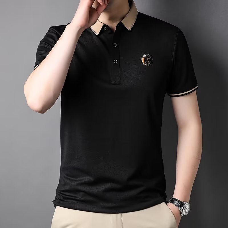 Mới Áo Thun polo 100% cotton Tay Ngắn Dáng Rộng Thêu Họa Tiết 4 Màu Tùy Chọn Thoáng Khí Thời Trang Cho Nam