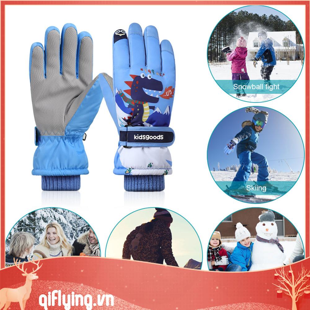 Găng Tay Lông Cừu San Hô Chống Thấm Nước Mùa Đông Dành Cho Trẻ Em