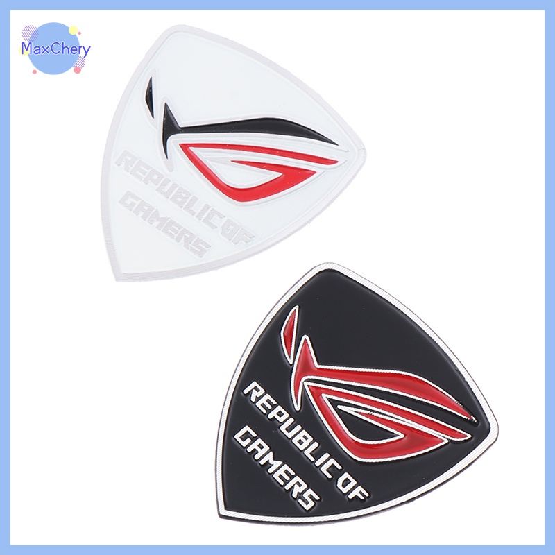 Miếng Dán Trang Trí Điện Thoại / Máy Tính In logo rog Bằng Kim Loại Màu Trắng / Đen Độc Đáo Mới