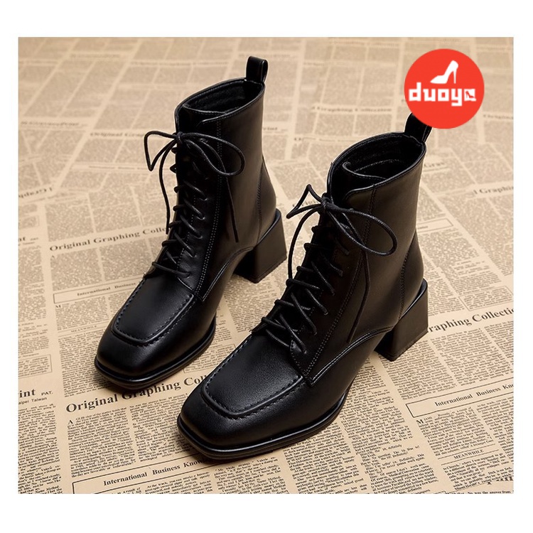 Duooya hair ~  Giày Bốt martin Cao Gót Màu Nâu Mỏng Phong Cách Hàn Quốc Ngọt Ngào Mùa Xuân Hè Thu Cho Nữ Miễn Phí Vận Chuyển