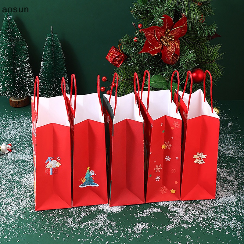 Aosun Túi Giấy kraft Đựng Quà Giáng Sinh Hình Ông Già Noel Tuần Lộc Dễ Thương