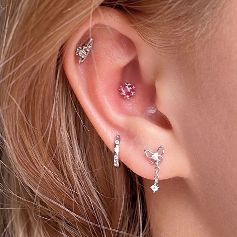 Bông Tai Mạ Bạc Dáng Dài Hình Bướm Đính Pha Lê Thời Trang Cho Nữ YR