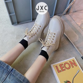 JINxCHOY Giày bốt cổ cao da mềm phong cách hợp thời trang