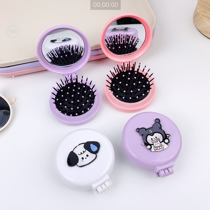 SANRIO KUROMI MELODY Lược Cầm Tay Gấp Di động Viên Nén Khí Nhỏ Lược Hoạt Hình Dễ Thương Lược Massage Nữ Mini Đệm Hơi Cho Trẻ Em -top3C01
