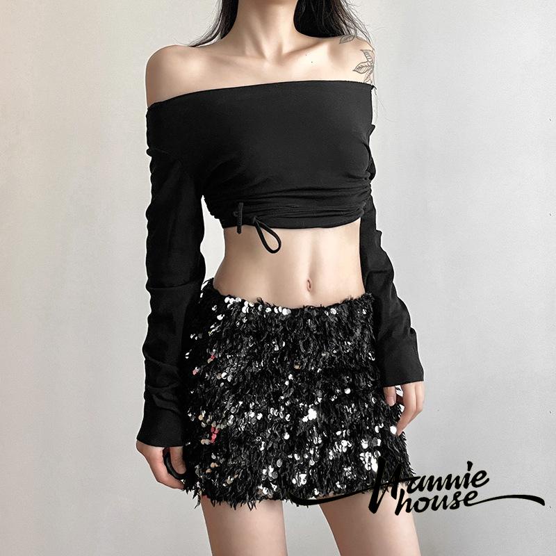 Hannie- Váy Bút Chì mini Đính Kim Sa Lấp Lánh Thời Trang Mùa Hè Cho Nữ
