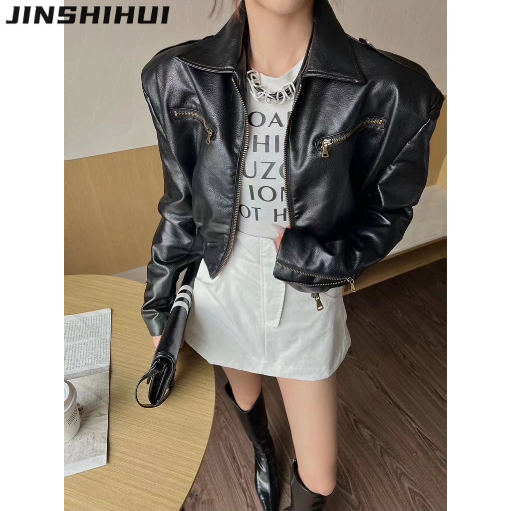 JINSHIHUI áo khoác dù áo khoác bomber cozy casual High-quality chic WJK23B0RHN 47Z231121