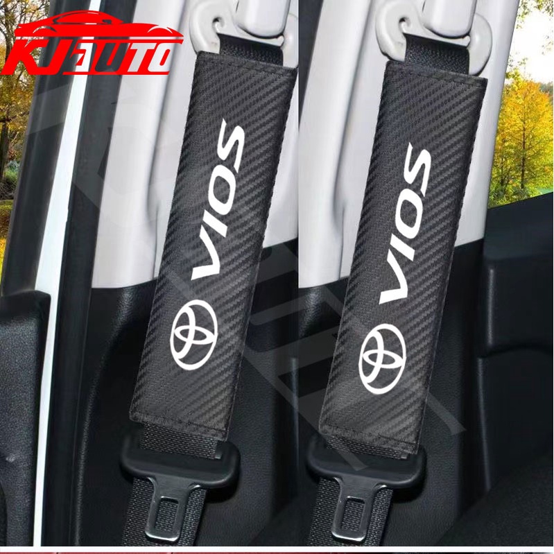 Set 1 / 2 Đệm Bọc Dây Đai An Toàn Bằng Da carbon Cho Xe Hơi toyota vios g2 xp90 g3 xp150 2008-2022 t
