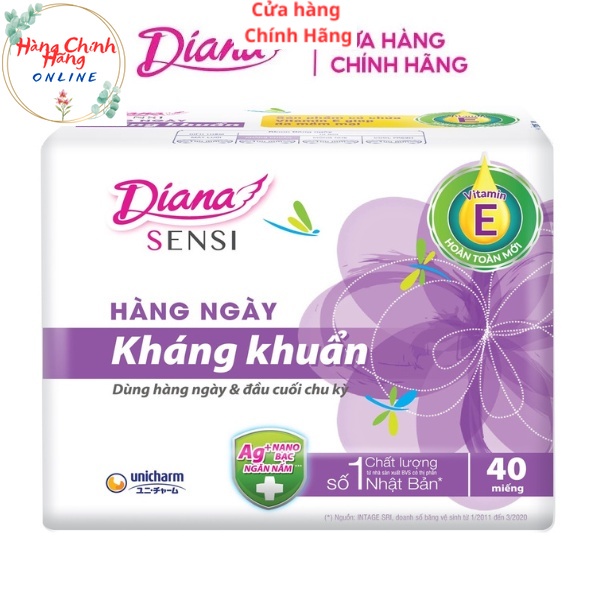 Băng Vệ Sinh Diana hằng ngày kháng khuẩn 40 miếng